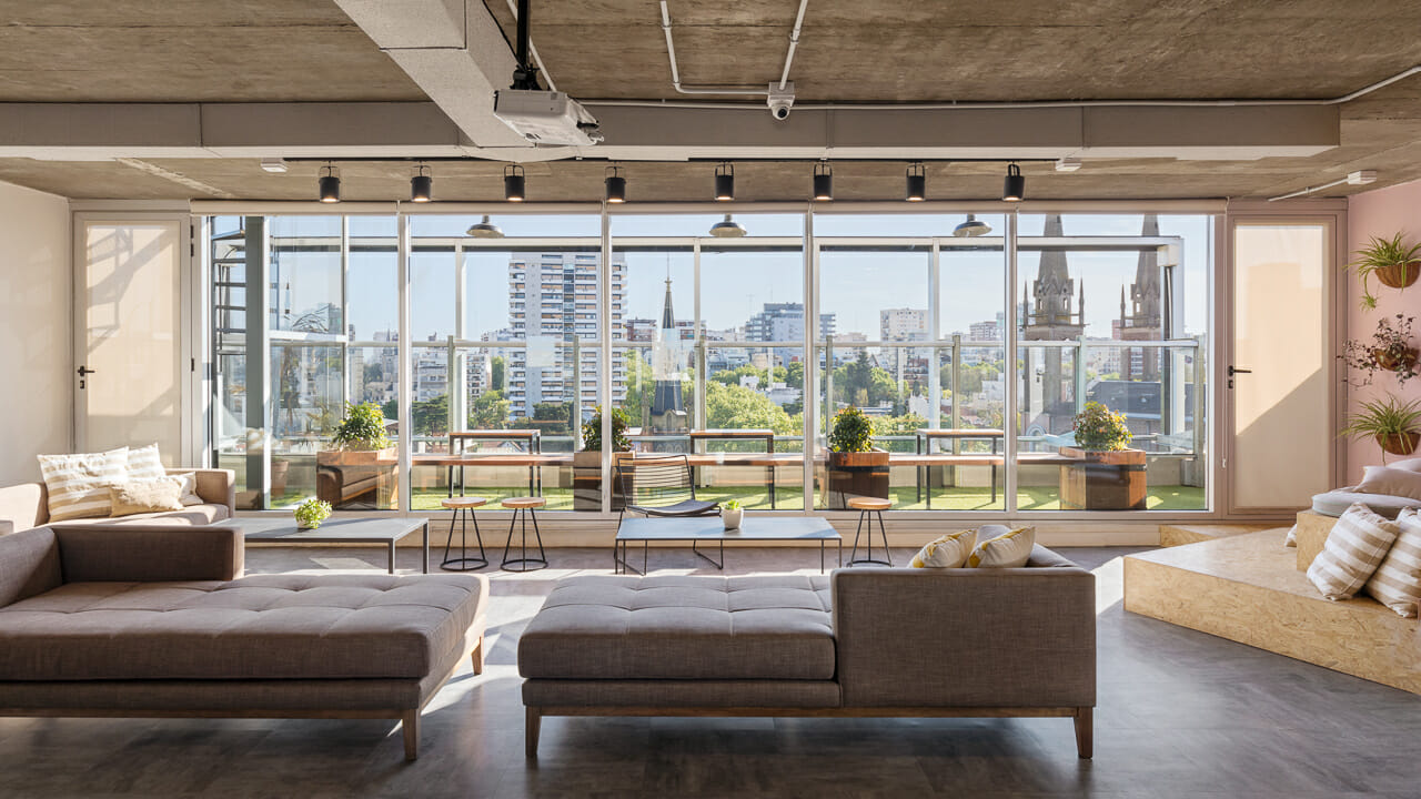 Photo of the interiors of a coworking space, Buenos Aires, Argentina.